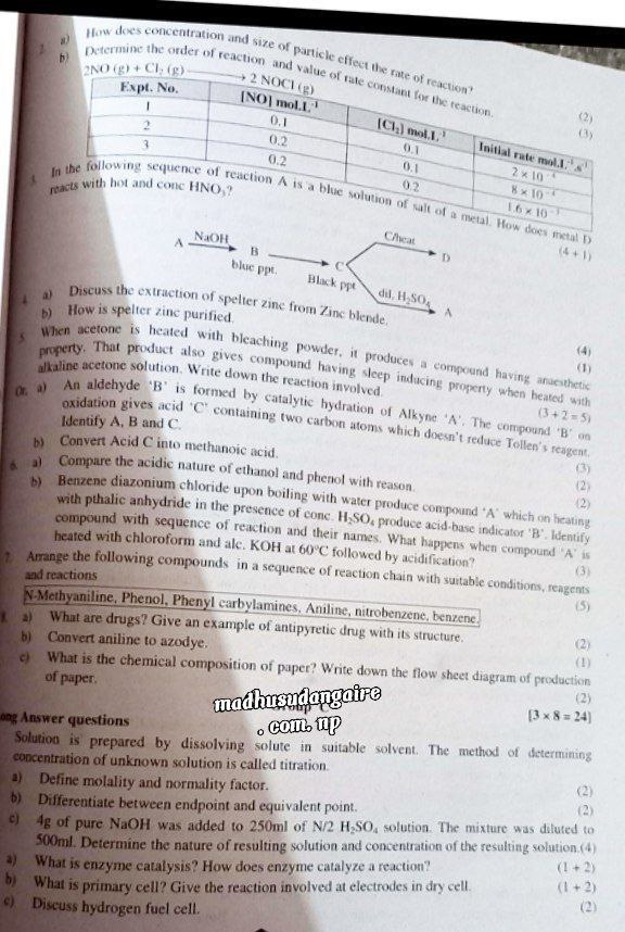 NEB Grade 12 chemistry question papers 2079