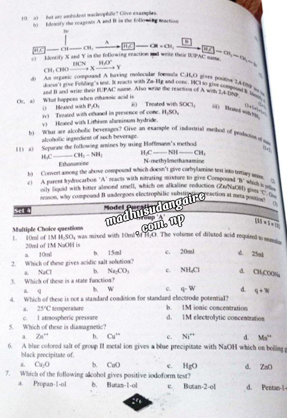 NEB Grade 12 chemistry question papers 2079