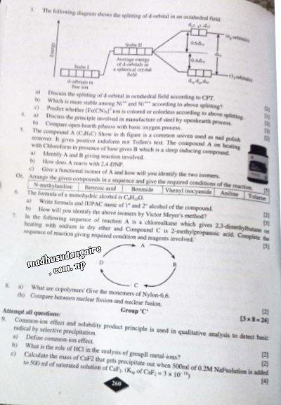 NEB Grade 12 chemistry question papers 2079