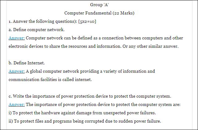 SEE computer science question papers 2079