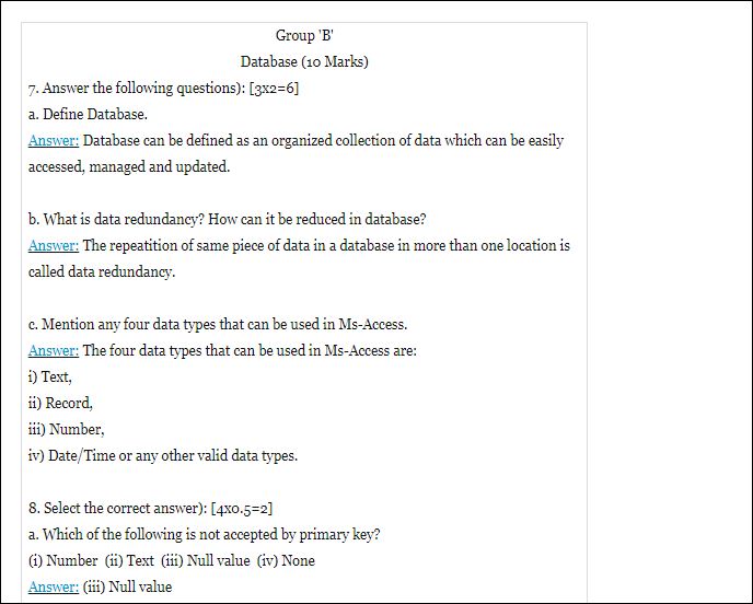 SEE computer science question papers 2079