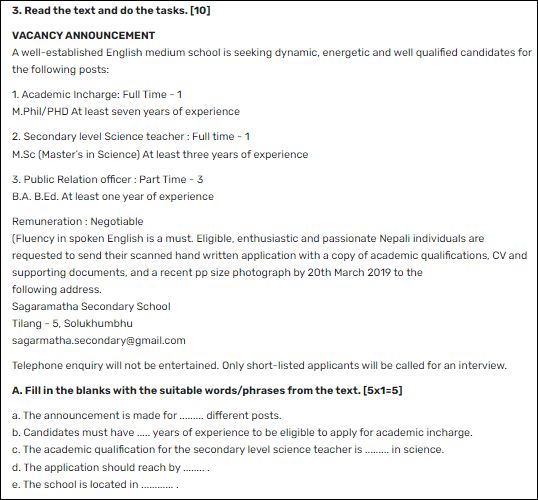 SEE english question papers 2079