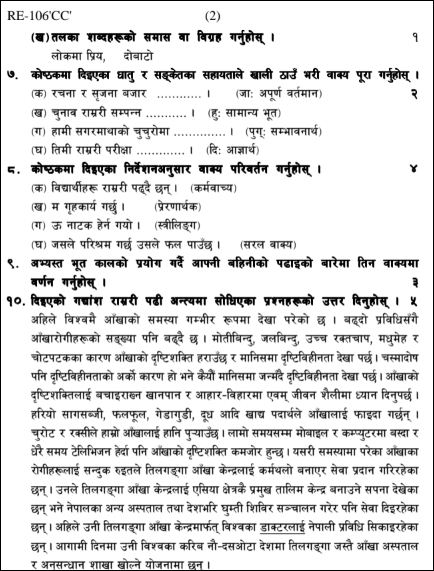 SEE Nepali question papers 2079