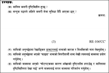 SEE Nepali question papers 2079