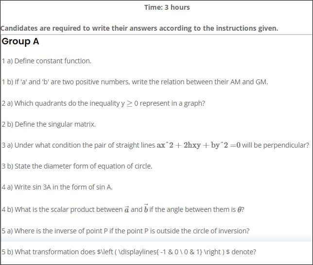 SEE opt maths question papers 2079