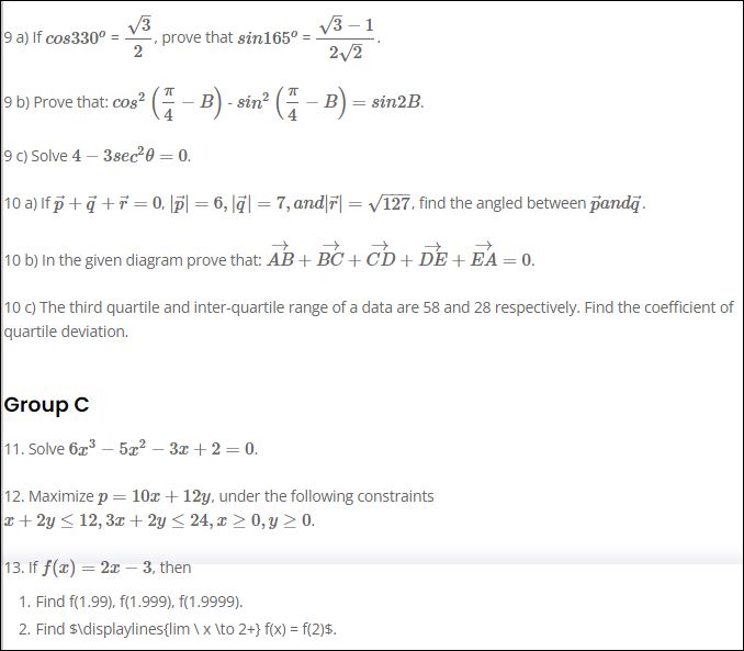 SEE opt maths question papers 2079