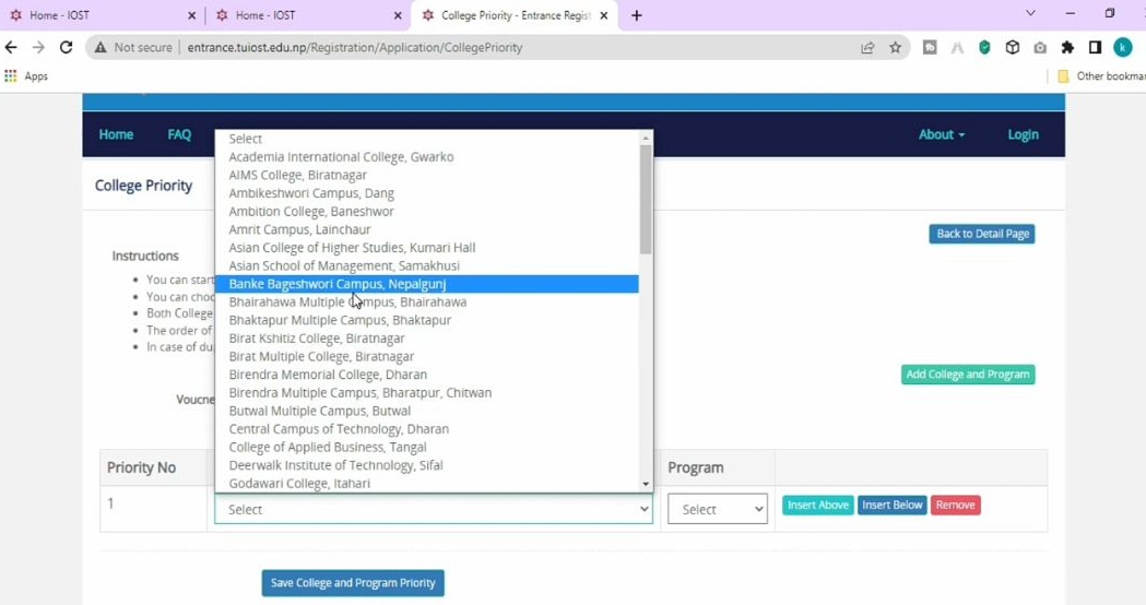 bsc.csit priority form example